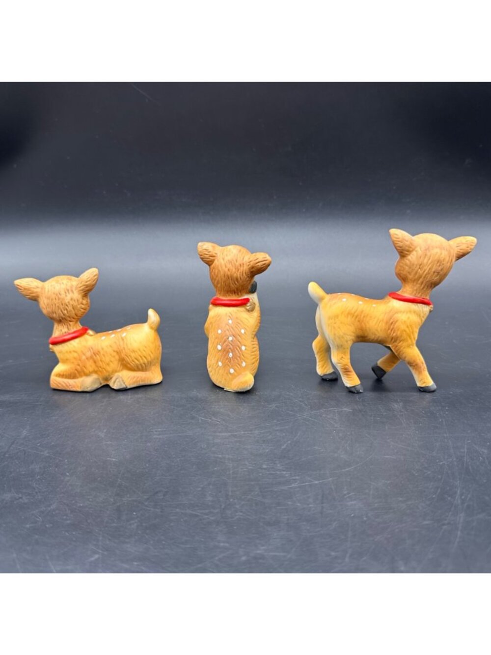 Vintage Deer Figurines Christmas Decor 1980s Ceramic Fawn Set Of 3 Homco Taiwan - Picture 3 of 8